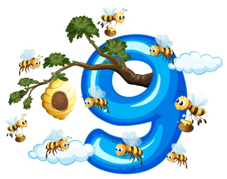 Nine bee with number nine